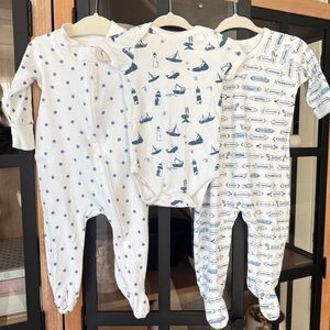 Bundle Pima footies baby boy onesie nautical nantucket stars sammy + nat cotton